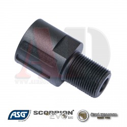 ASG - Adaptateur 18-14mm anti horaire ref 17950 pour adapter un silencieux 14mm CCW sur CZ Scorpion EVO 3 A1