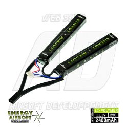 SOLO12 ENERGY AIRSOFT - Batterie LiPo 11,1V 2400Mah 25C DUAL STICK